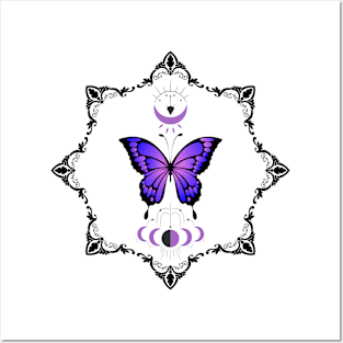 Purple Butterfly with the moon Posters and Art